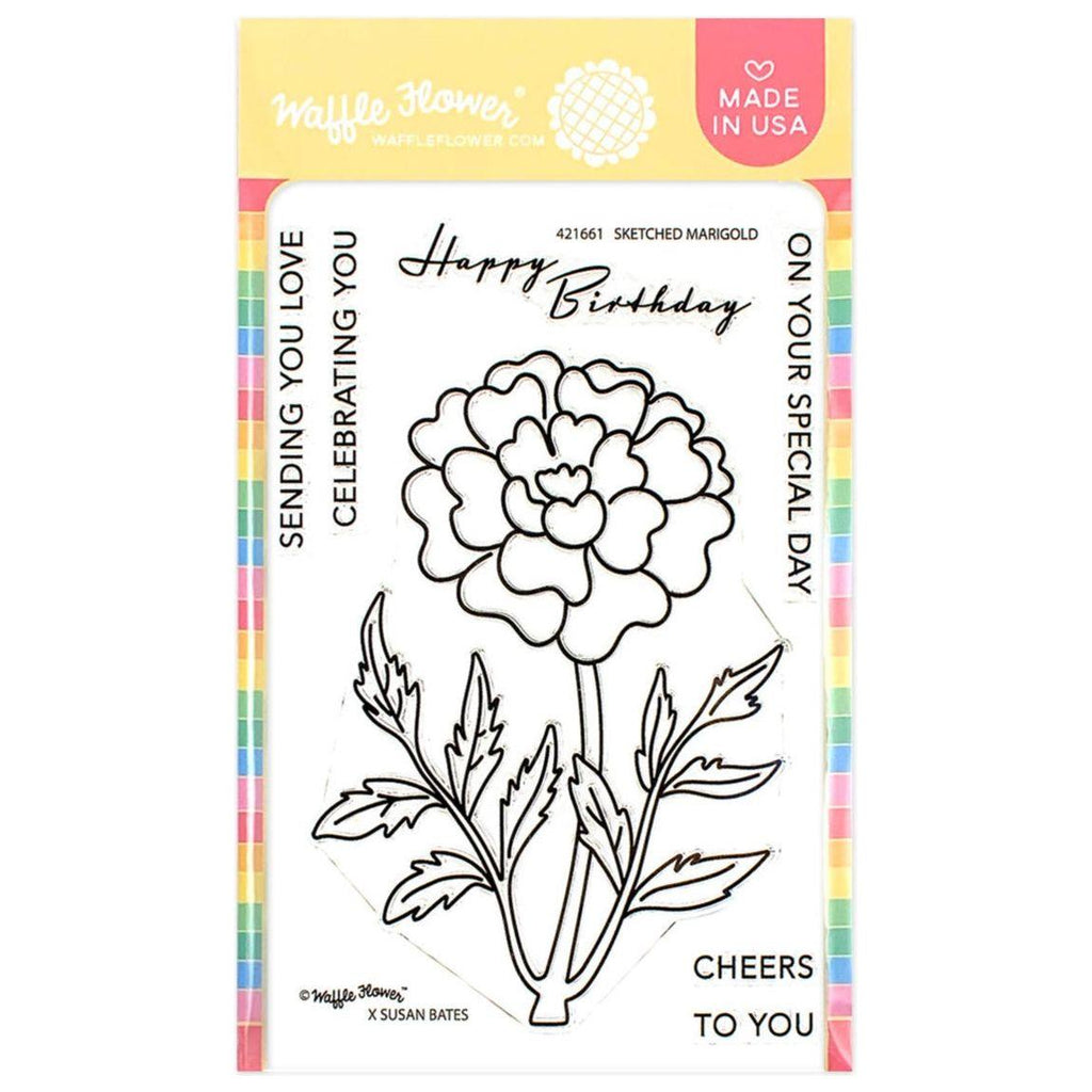 Waffle Flower Sketched Marigold Clear Stamps 421661