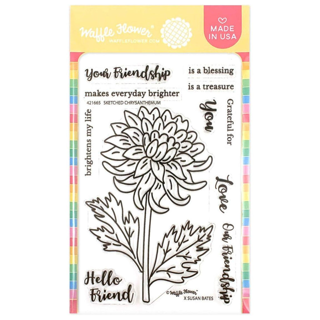 Waffle Flower Sketched Chrysanthemum Clear Stamps 421665