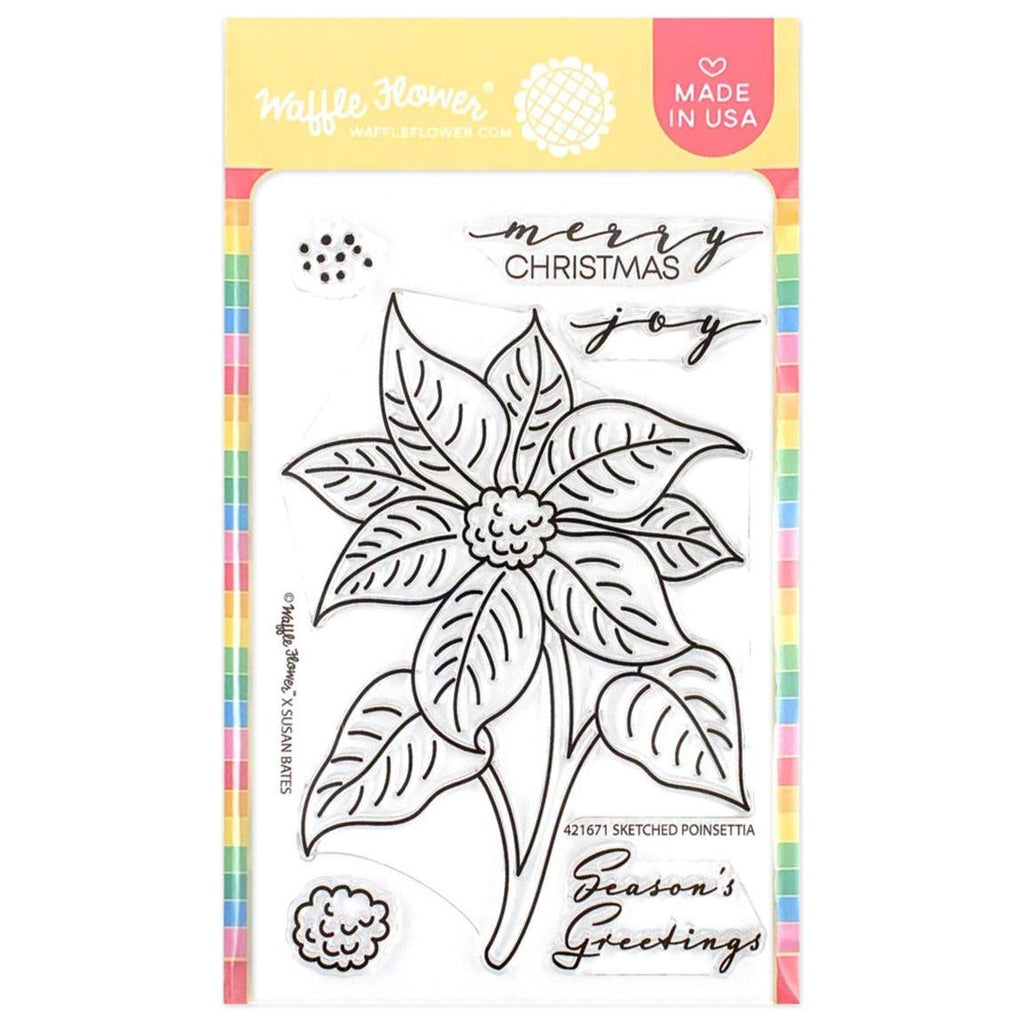 Waffle Flower Sketched Poinsettia Clear Stamps 421671