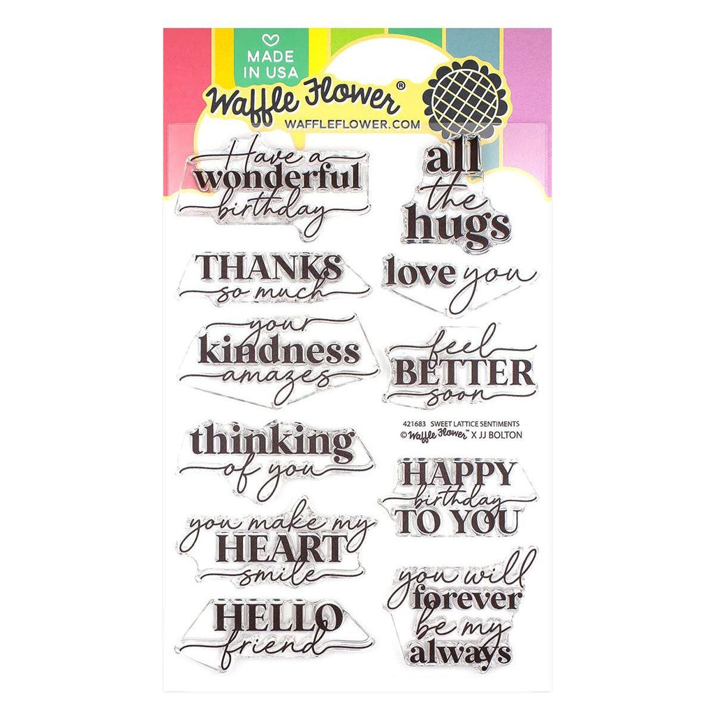 Waffle Flower Sweet Lattice Sentiments Clear Stamps 421683