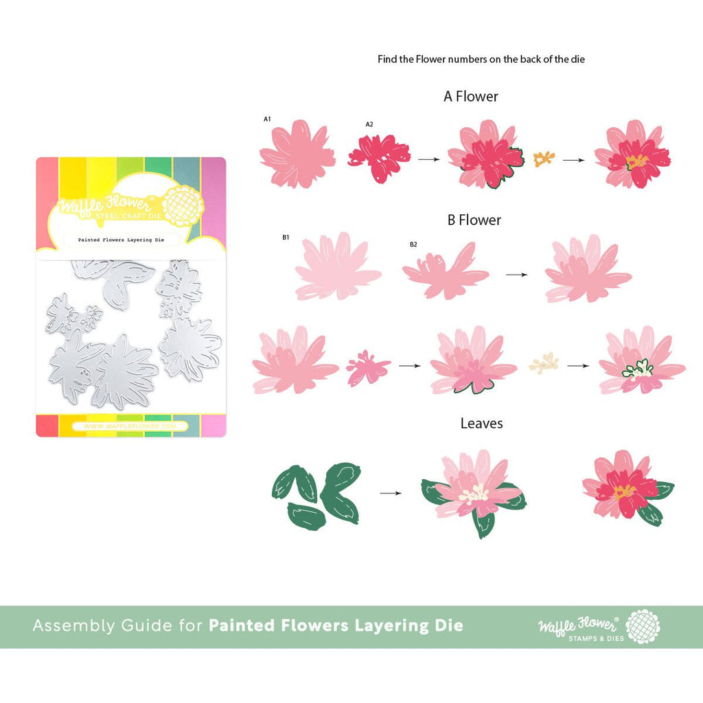 Waffle Flower Painted Flowers Layering Dies 421686 layering guide