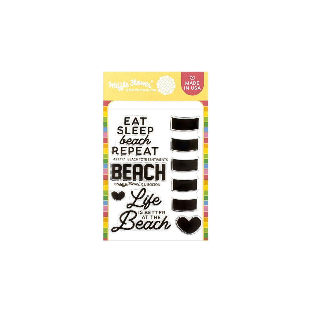 Waffle Flower Beach Tote Sentiments Clear Stamps 421717