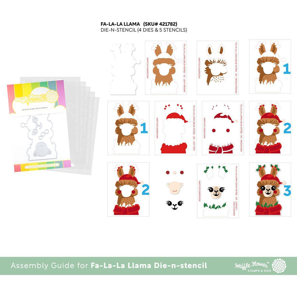 Waffle Flower Fa-La-La Llama Die-n-Stencils 421782 assembly guide