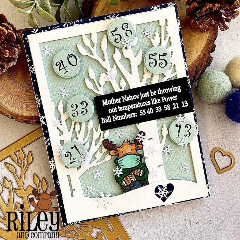 Riley and Company Funny Bones Power Ball Numbers Cling Stamp rwd-1239 snowflakes