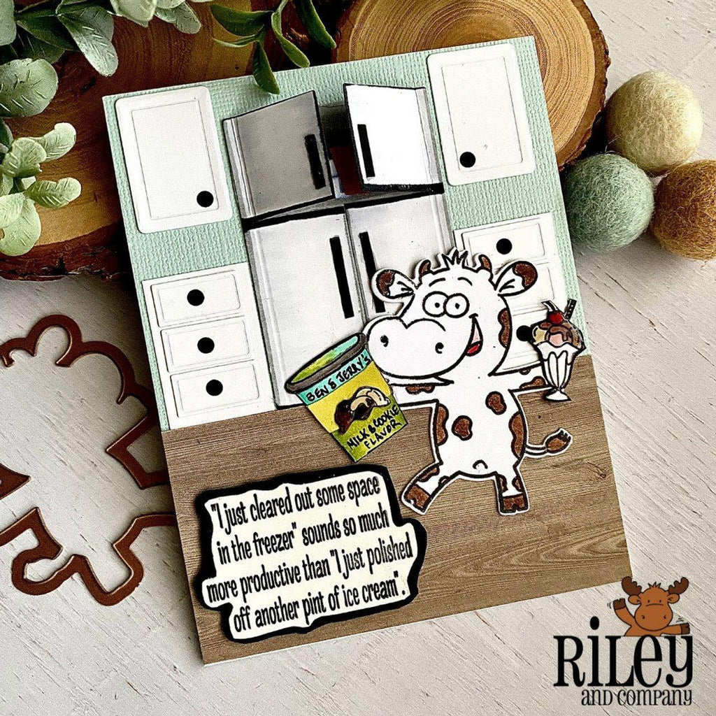 Riley and Company Funny Bones Space in the Freezer Cling Stamp rwd-1226 cow