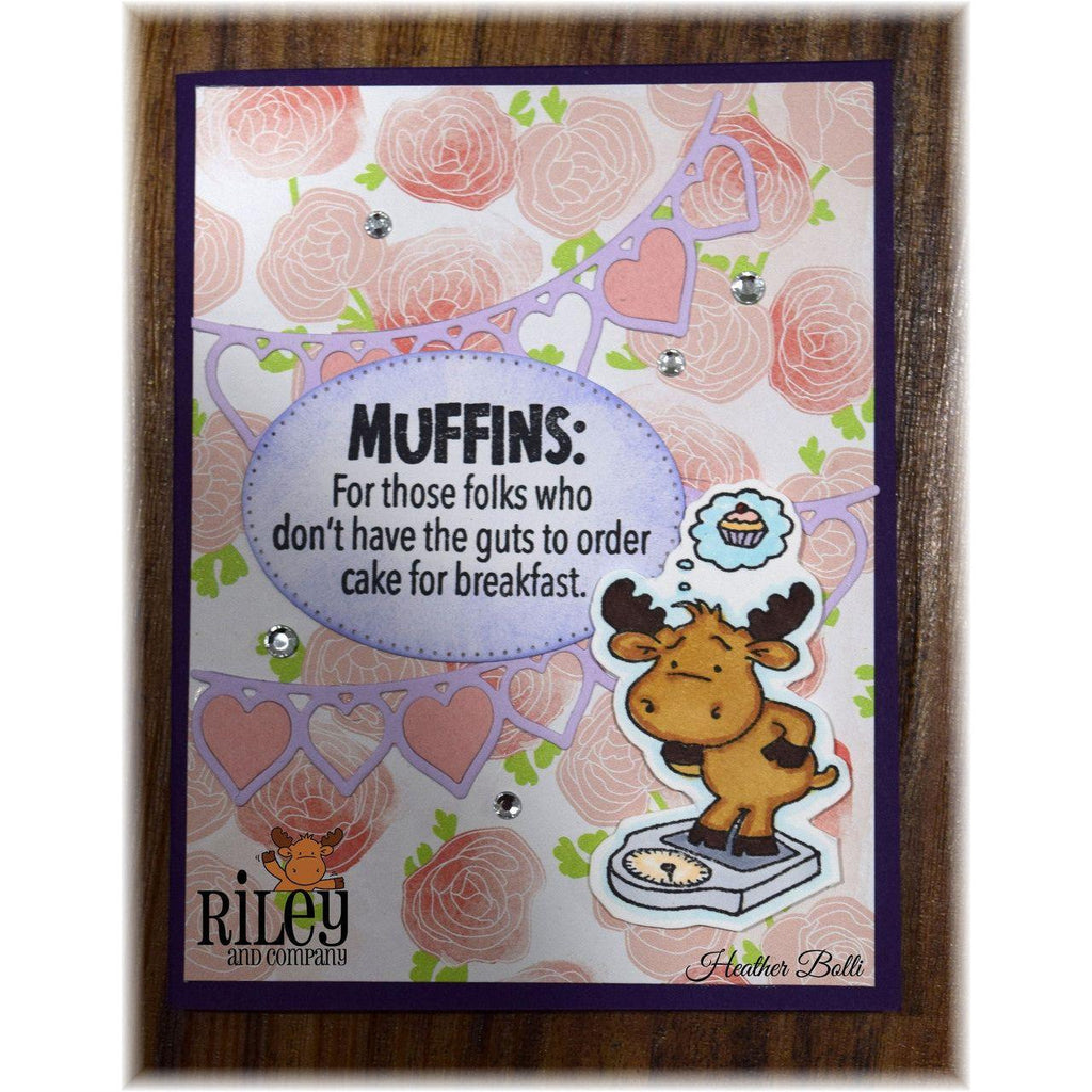 Riley and Company Funny Bones Cake For Breakfast Clear Stamp rwd-1233 rose background