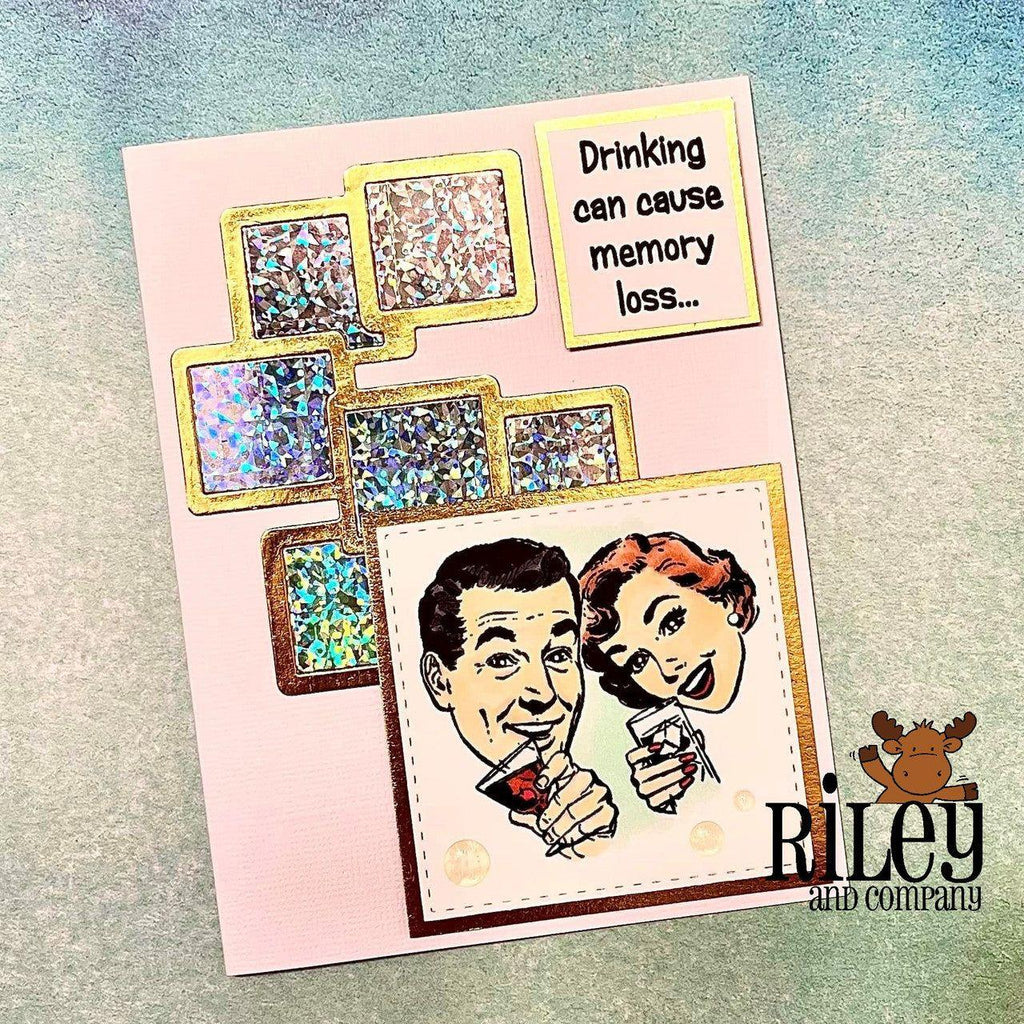 Riley and Company Funny Bones Drinking Can Cause Memory Loss Clear Stamp rwd-1242 drinks