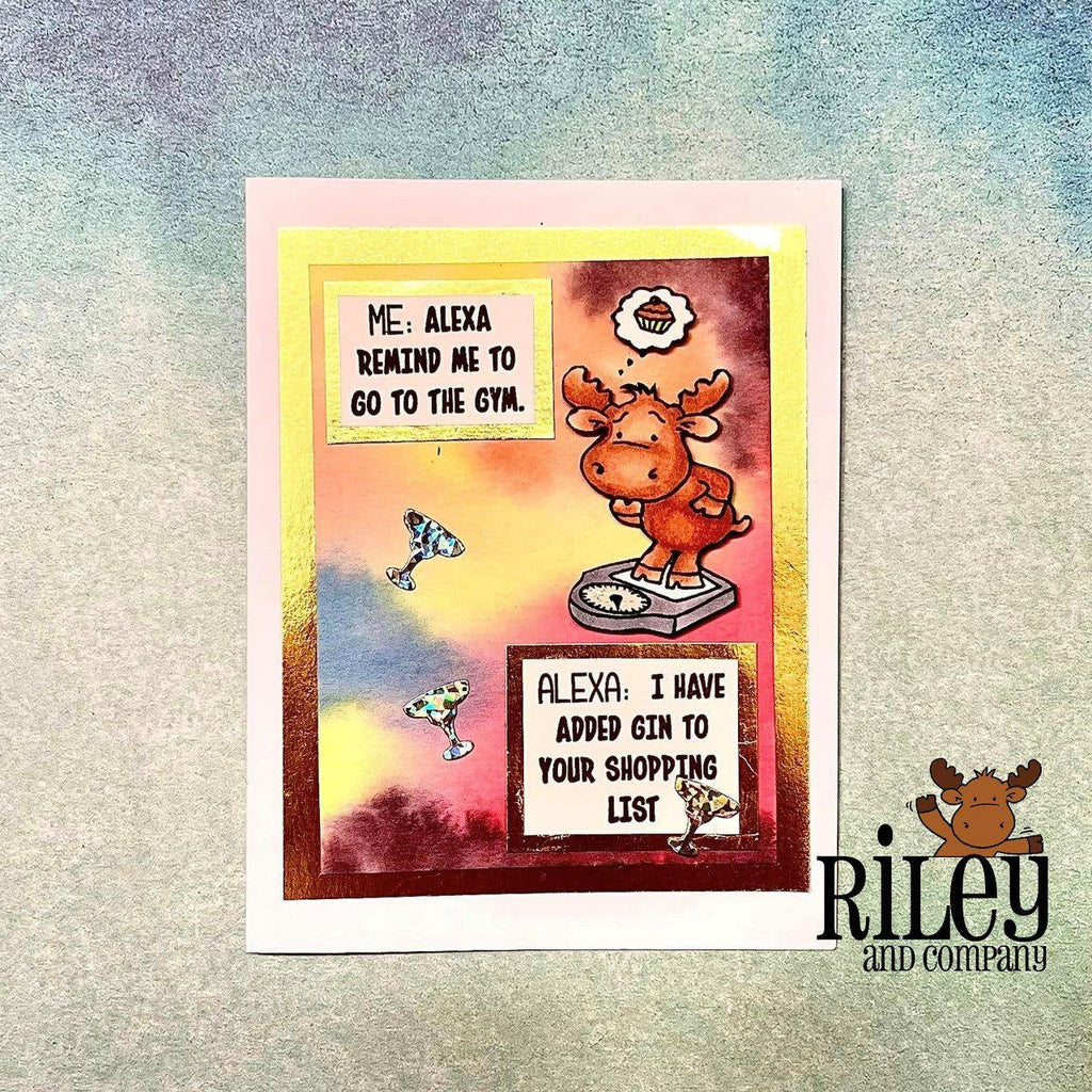 Riley and Company Funny Bones Alexa Reminders Clear Stamp rwd-1246 tie die background