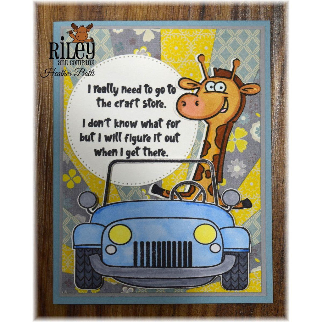 Riley and Company Funny Bones I Need To Go To The Craft Store Clear Stamp rwd-1227 cute car