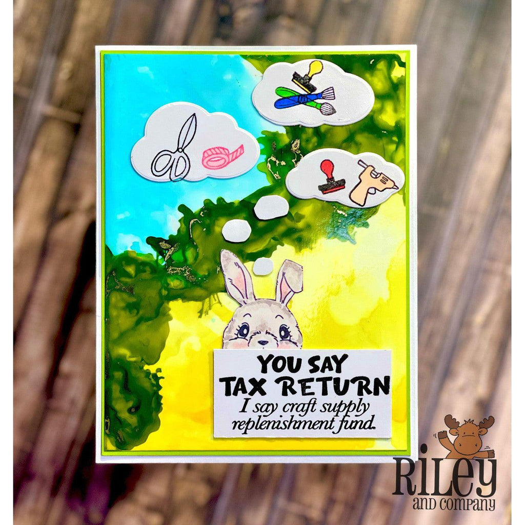 Riley and Company Funny Bones Tax Returns Cling Stamp rwd-1234 bunny