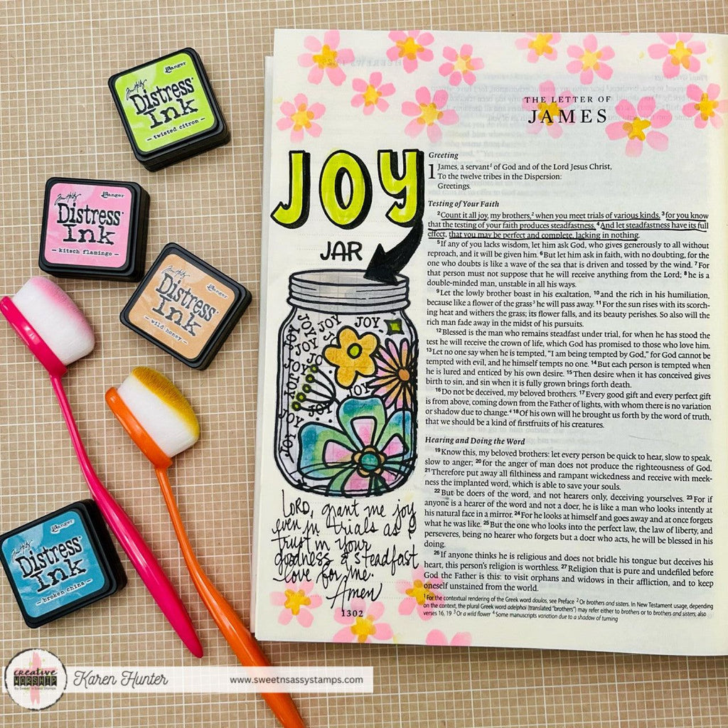 Sweet 'N Sassy Joyful Flowers 6 x 6 Stencil cws-st-24-03 Joy Jar Bible Journaling