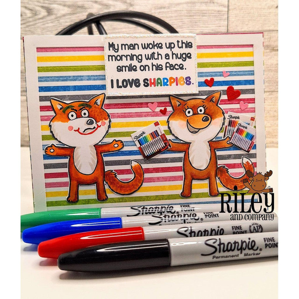 Riley and Company Dress Up Raccoon or Fox Clear Stamps dur3 markers