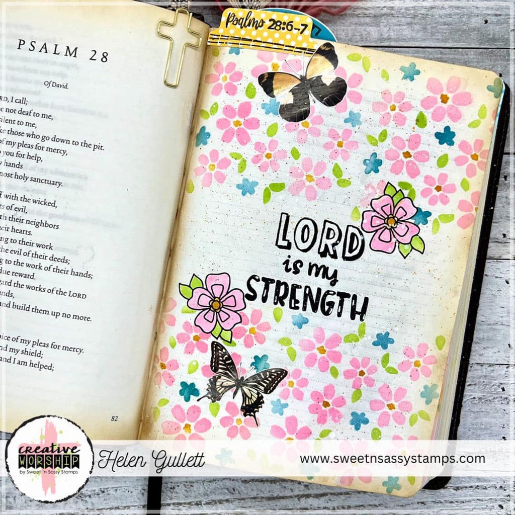 Sweet 'N Sassy Joyful Flowers 6 x 6 Stencil cws-st-24-03 Lord Is My Strength Bible Journaling