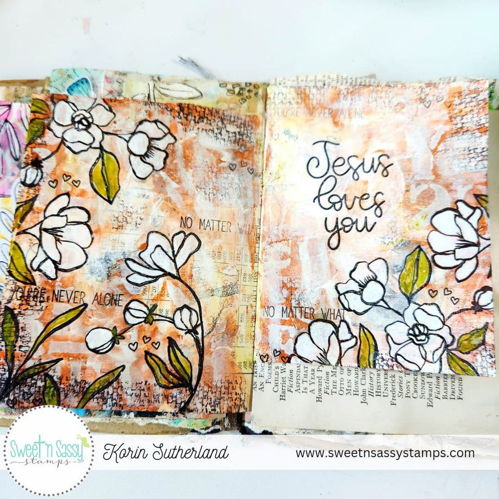 Sweet 'N Sassy Sketched Florals Clear Stamps cws-24-017 Korin Sutherland  art journal