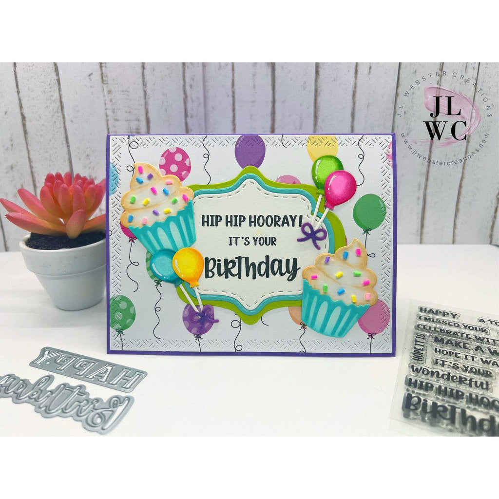 Karen Burniston Birthday Belated Sentiments Clear Stamps cs003 cupcakes