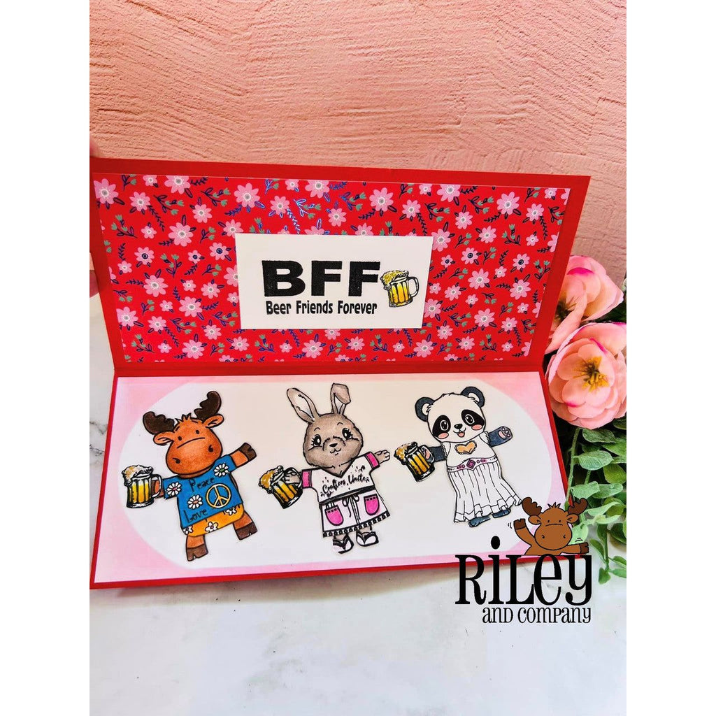 Riley And Company Funny Bones Beer Friends Clear Stamp rwd-1273 friends