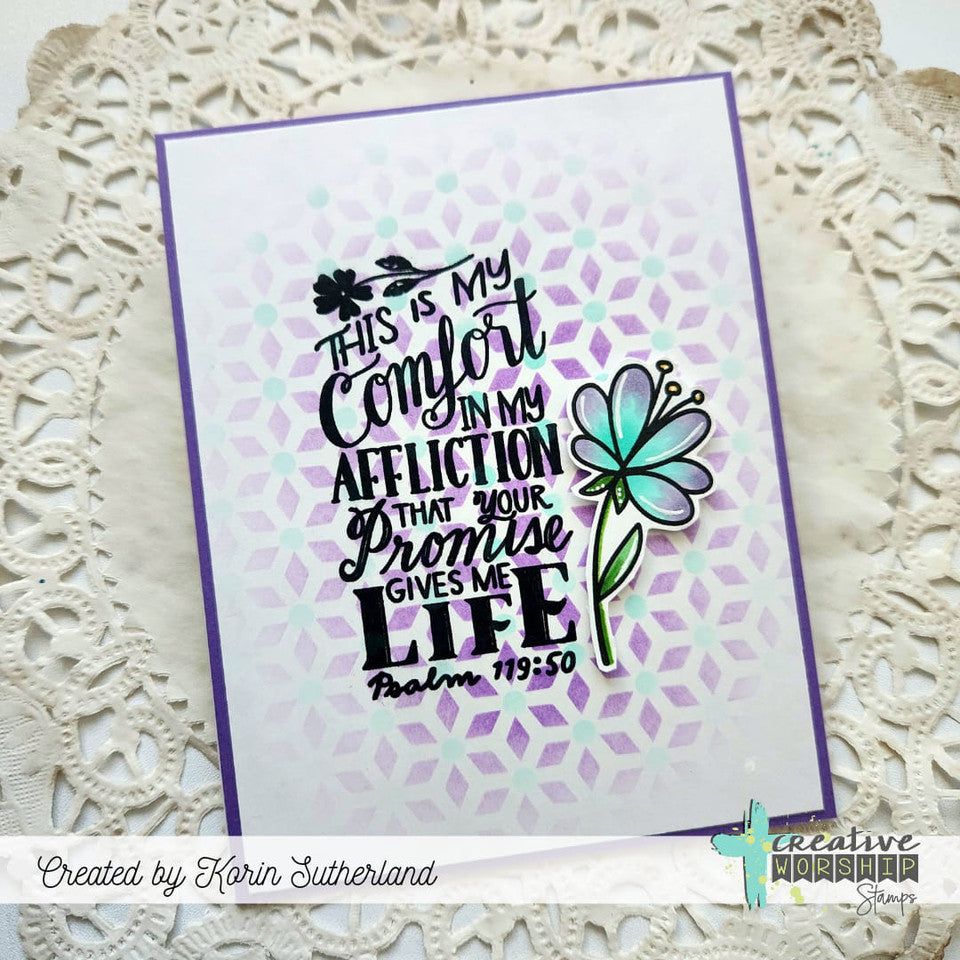 Creative Worship Fun Florals Clear Stamps cws-24-023 Psalm Card