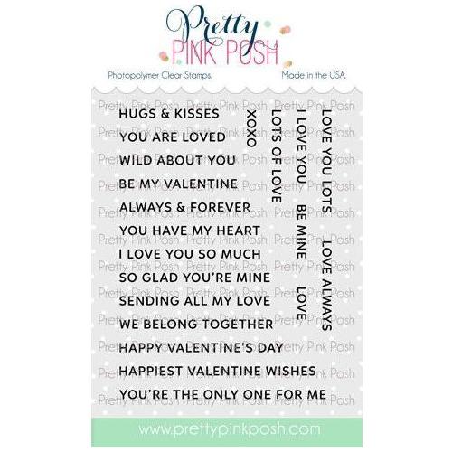 Pretty Pink Posh Sentiment Strips Valentines Clear Stamps