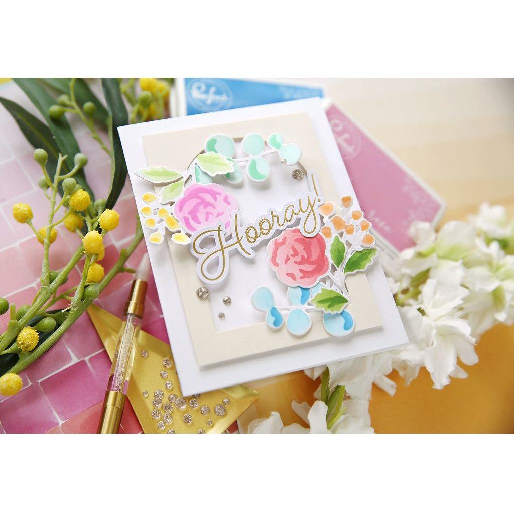 PinkFresh Studio With Love Clear Stamp Set 198523 Minimalist Hooray Card | color-code:ALT04