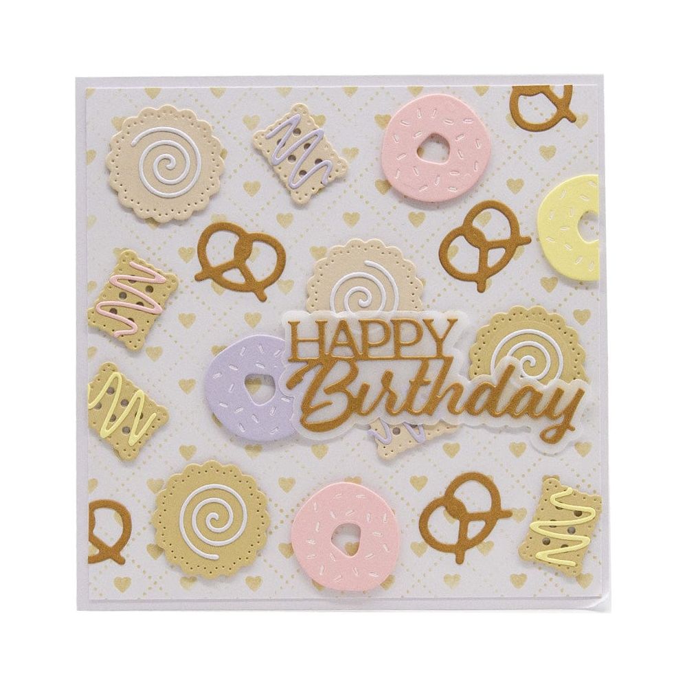 Tonic Bell Jar Die And Stencil Set 5413e pretzels donuts cookies and pastries card