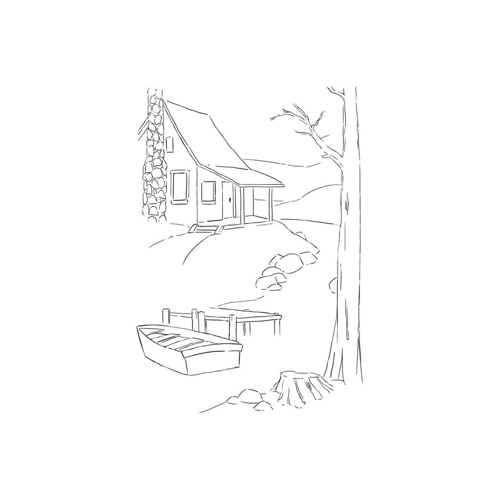 Art Impressions Wooden Cabin Scenic Foundations Clear Stamps 5747