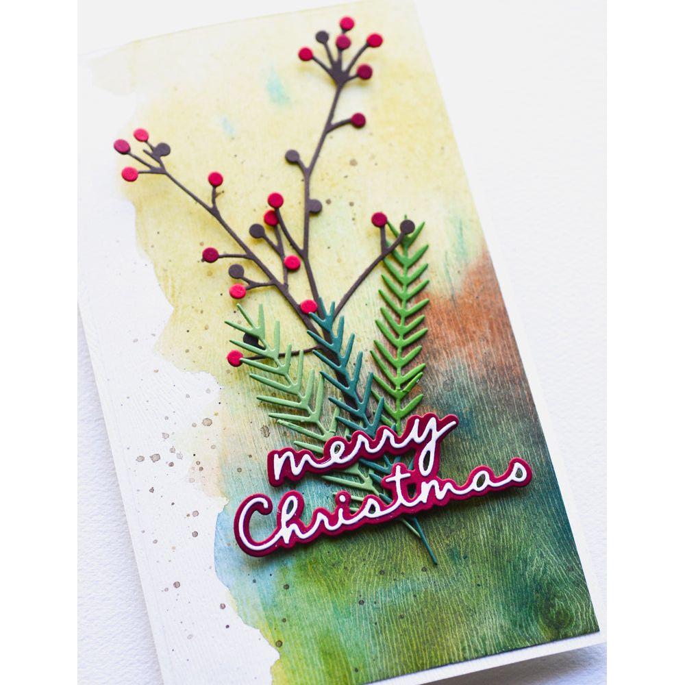 Birch Press Design Tiny Berries and Leaves Contour Layers Dies 57518 merry christmas