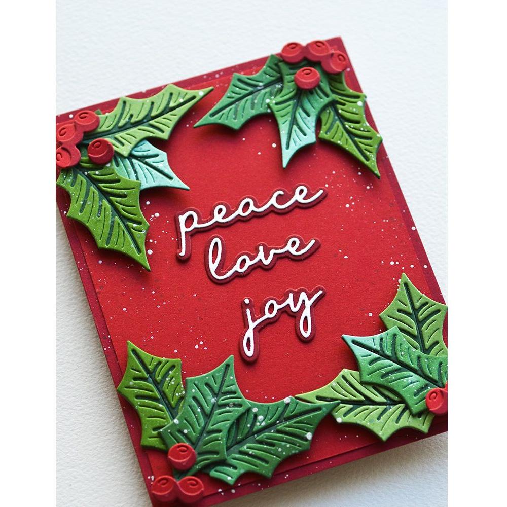 Birch Press Design Peace Love Joy Confection Script Dies 57543 poinsettia