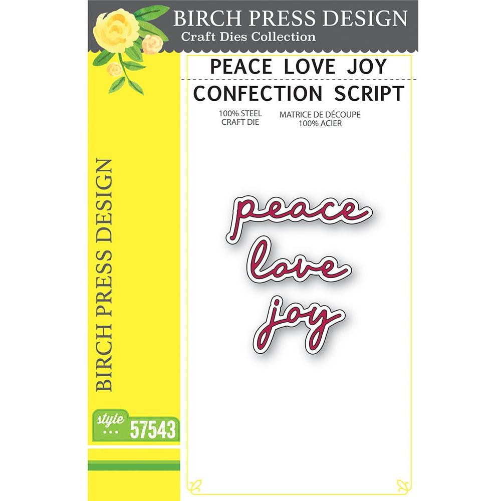 Birch Press Design Peace Love Joy Confection Script Dies 57543