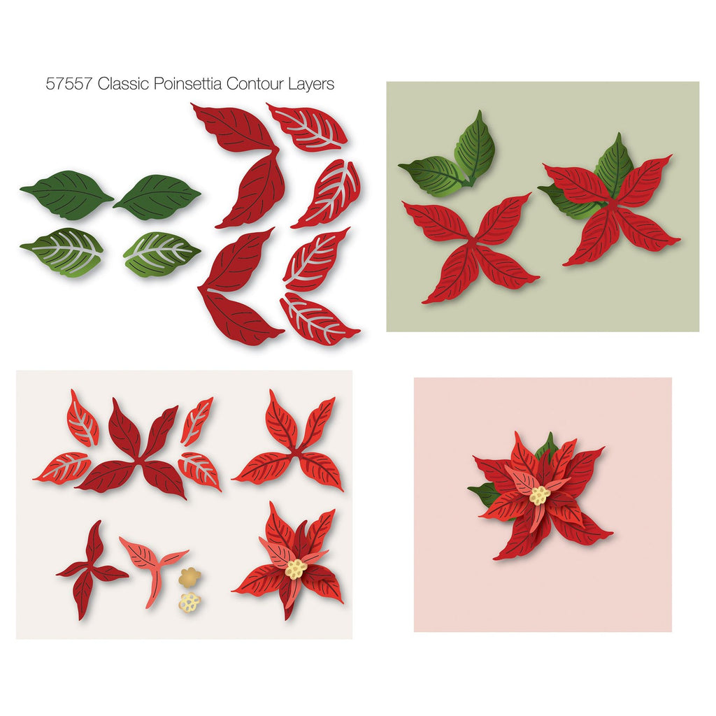 Birch Press Design Classic Poinsettia Contour Layers Dies 57557 pieces