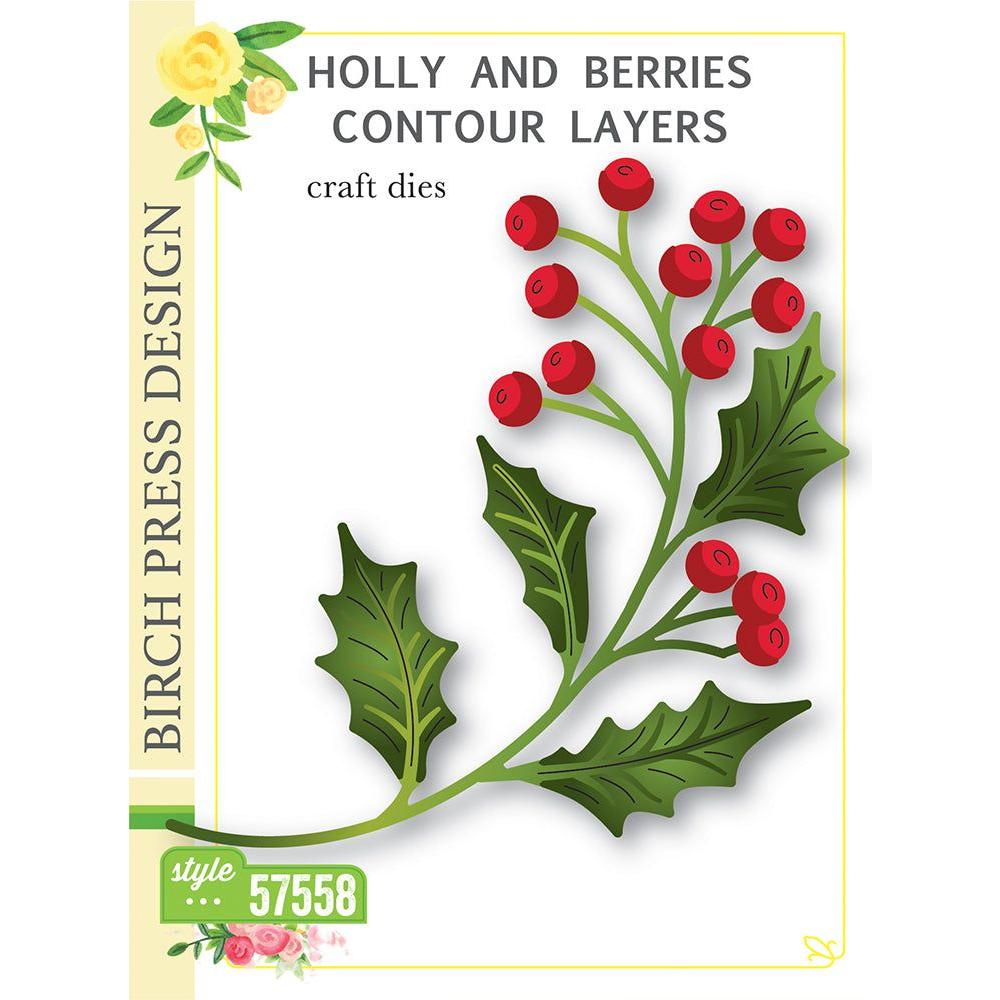 Birch Press Design Holly and Berries Contour Layers Dies 57558