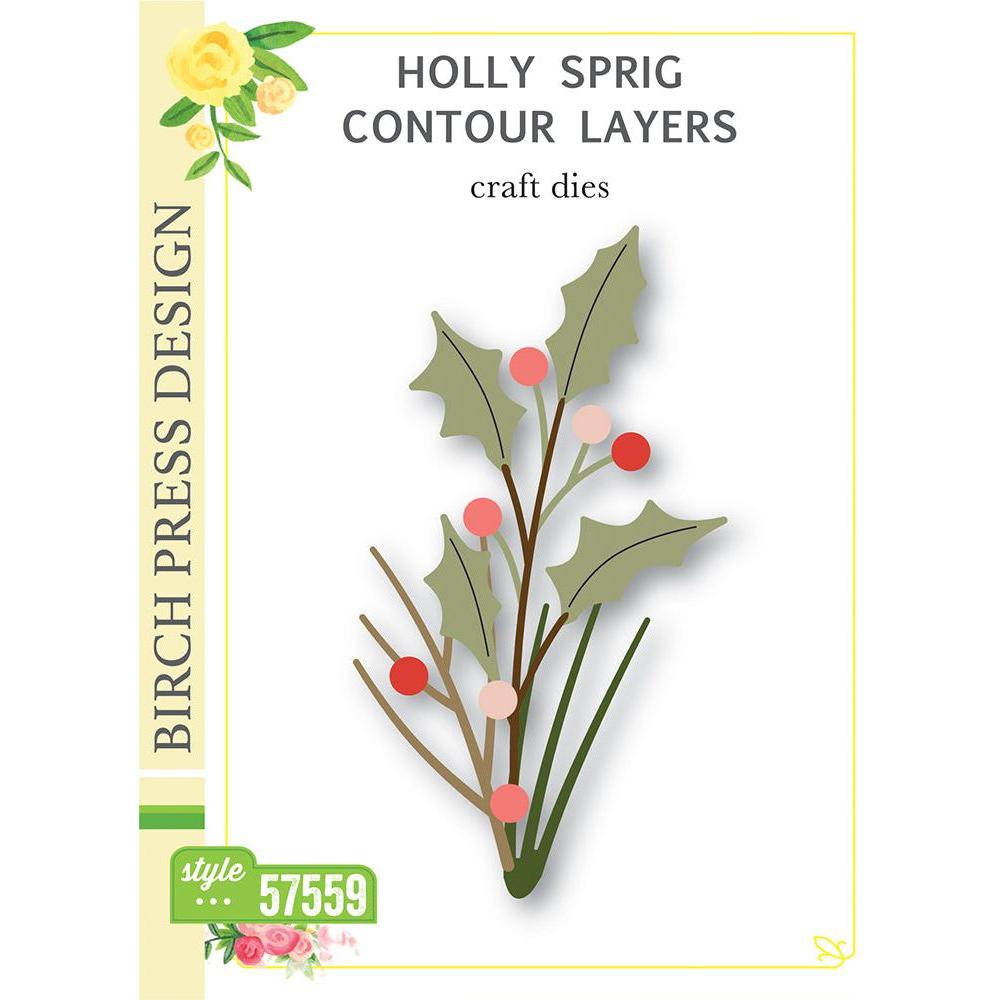 Birch Press Design Holly Sprig Contour Layers Dies 57559