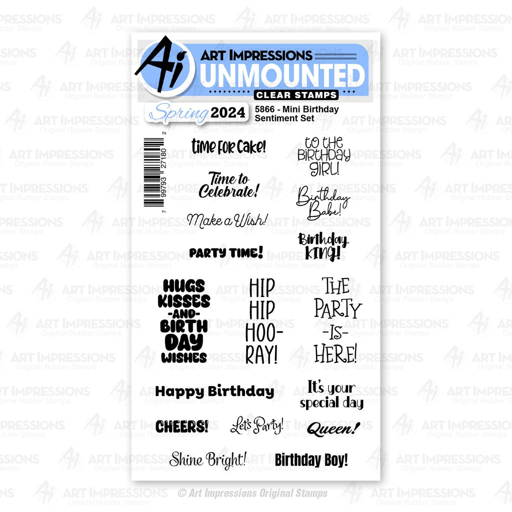 Art Impressions Mini Birthday Sentiment Set Clear Stamps 5866