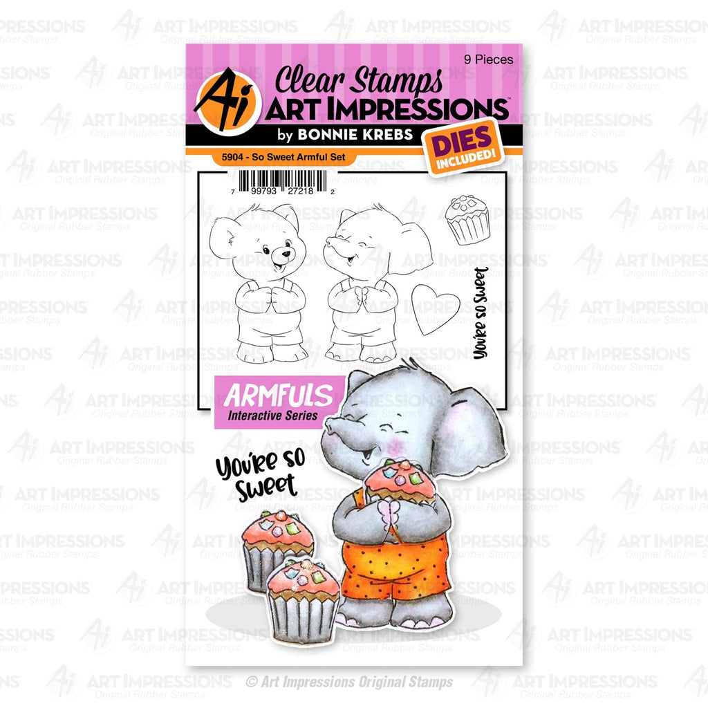 Art Impressions So Sweet Armful Interactive Clear Stamps and Dies Set 5904