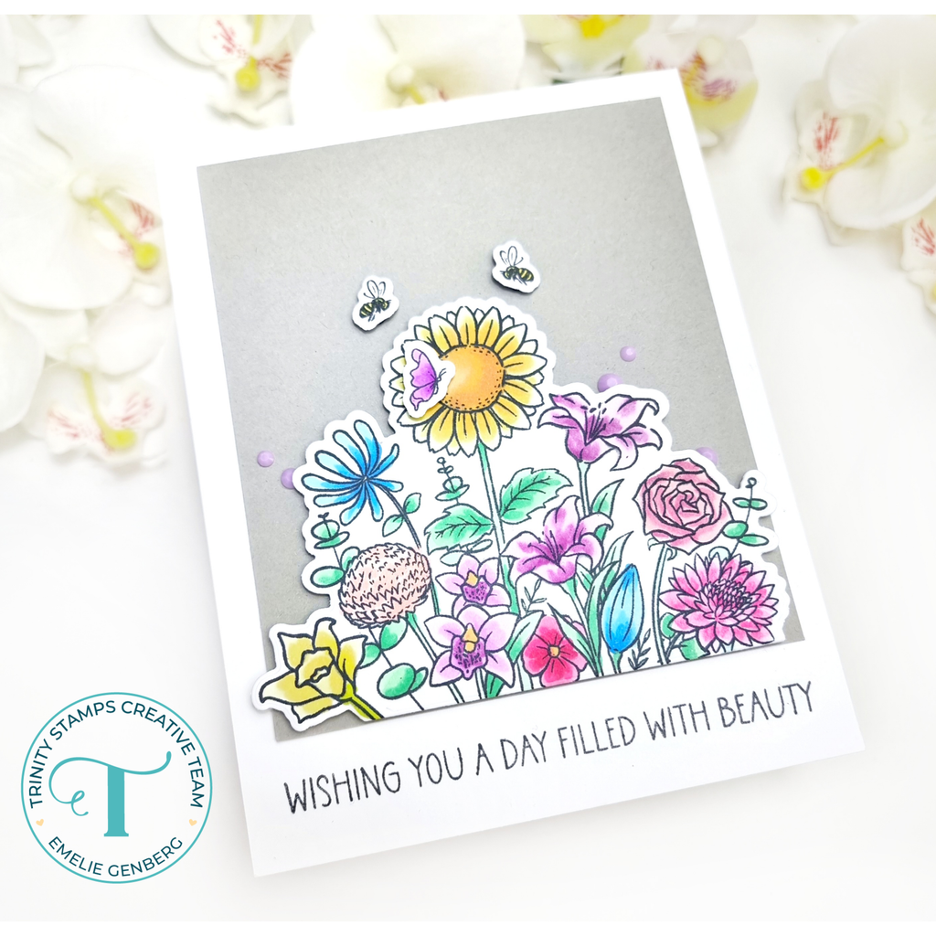 Trinity Stamps Wildflower Garden Clear Stamp Set tps-295 wishing