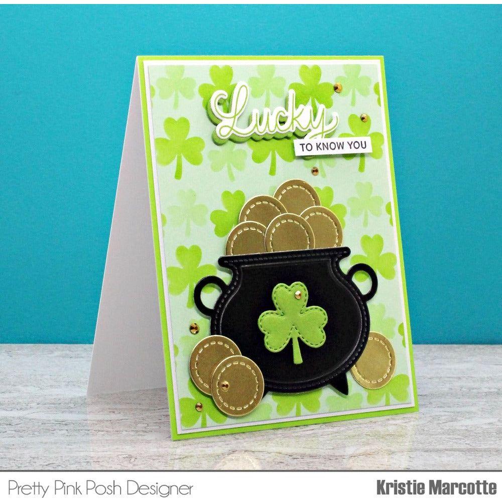 Pretty Pink Posh Layered Shamrocks Stencils gold coins