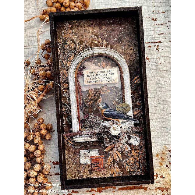 Tim Holtz Distress Oxide Reinker Scorched Timber January 2024 Ranger tdr83474 Vignette Tray Project | color-code:ALT01