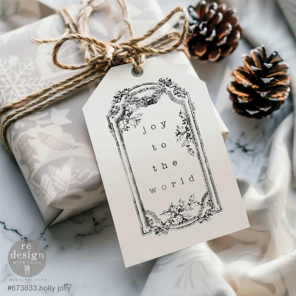 Prima Marketing Holly Jolly ReDesign Clear Stamps 673833 Christmas Tag