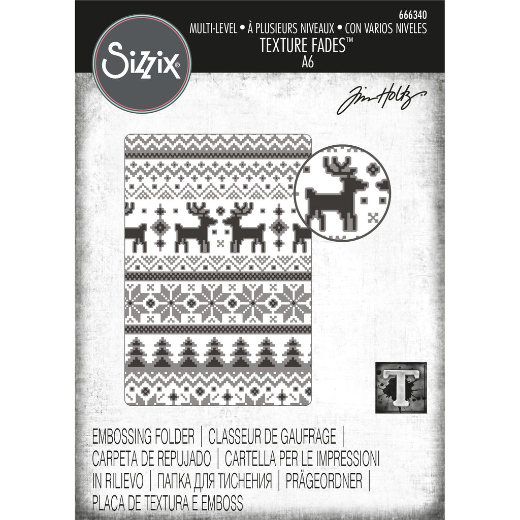 Tim Holtz Sizzix Holiday Knit ML Texture Fade Embossing Folder 666340