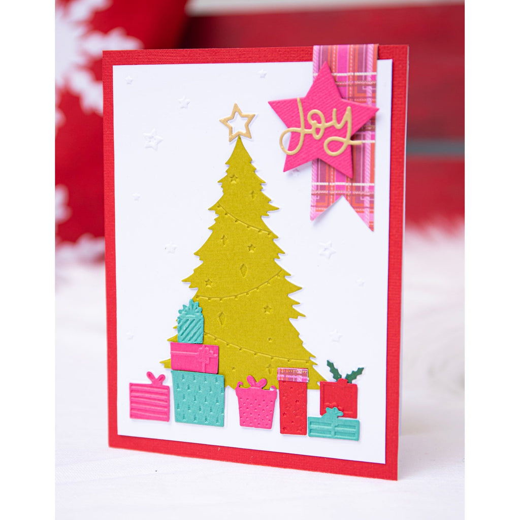 Sizzix Sparkle Tree Embossing Folder and Dies 666467 joy card