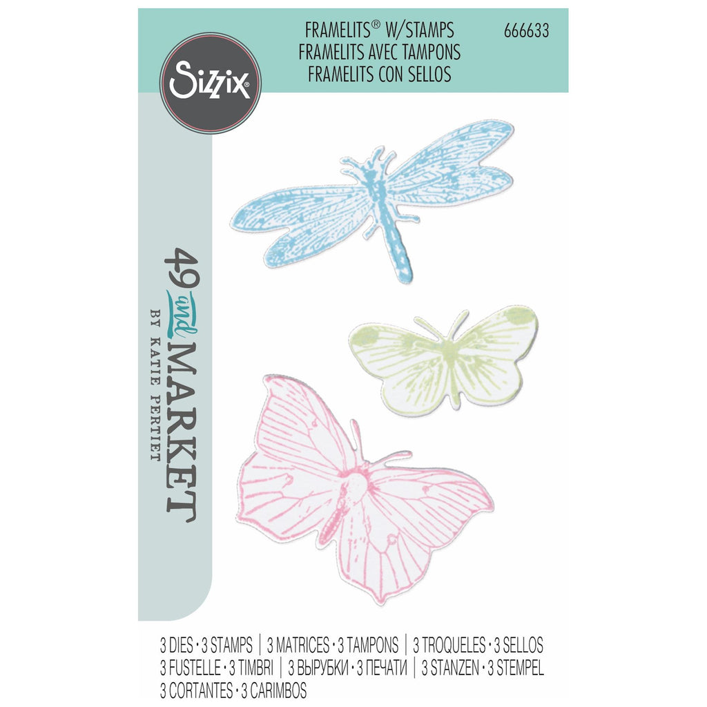 Sizzix and 49 and Market Engraved Wings Framelits Die and Stamp Set 666633