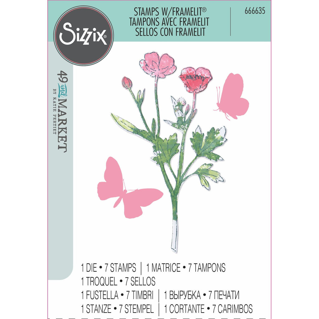 Sizzix and 49 and Market Painted Pencil Botanical Die and Stamp Set 666635