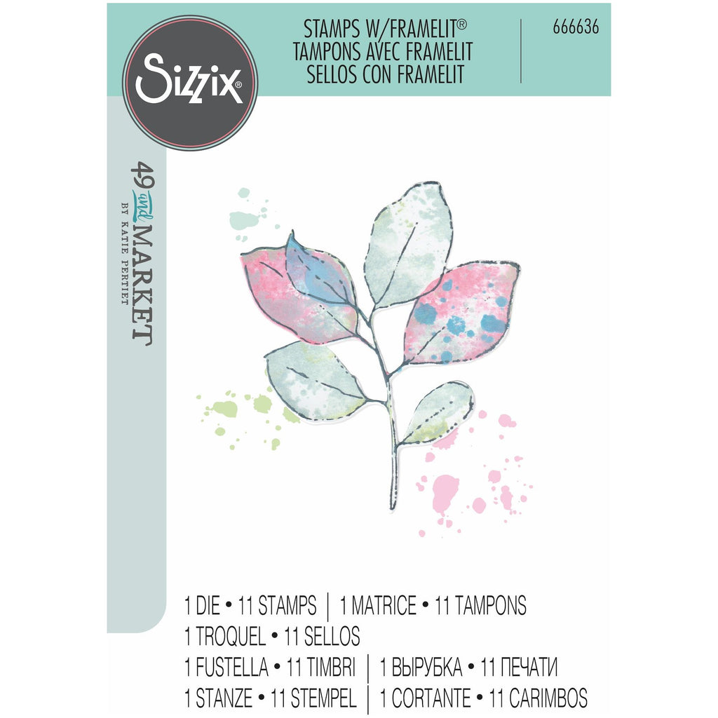 Sizzix and 49 and Market Painted Pencil Leaves Die and Stamp Set 666636