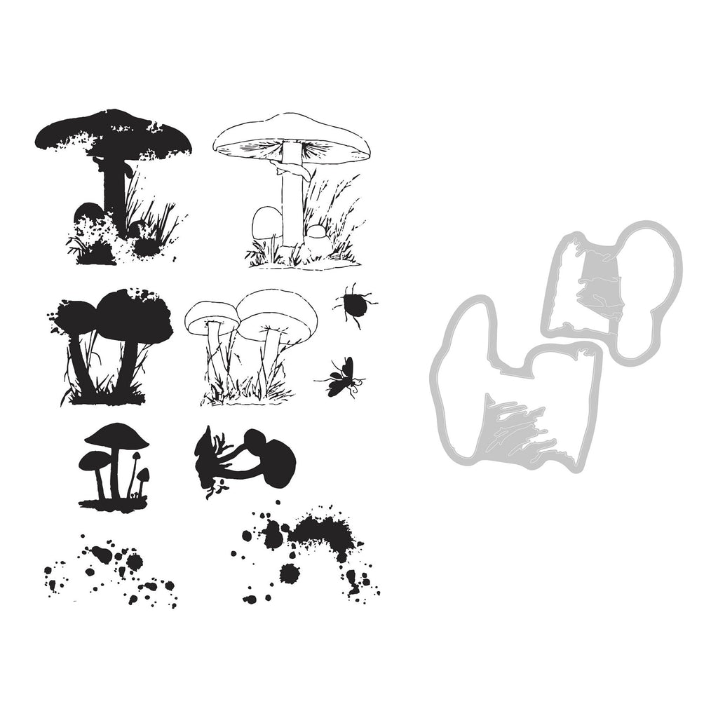 Sizzix and 49 and Market Painted Pencil Mushrooms Die and Stamp Set 666637  detail