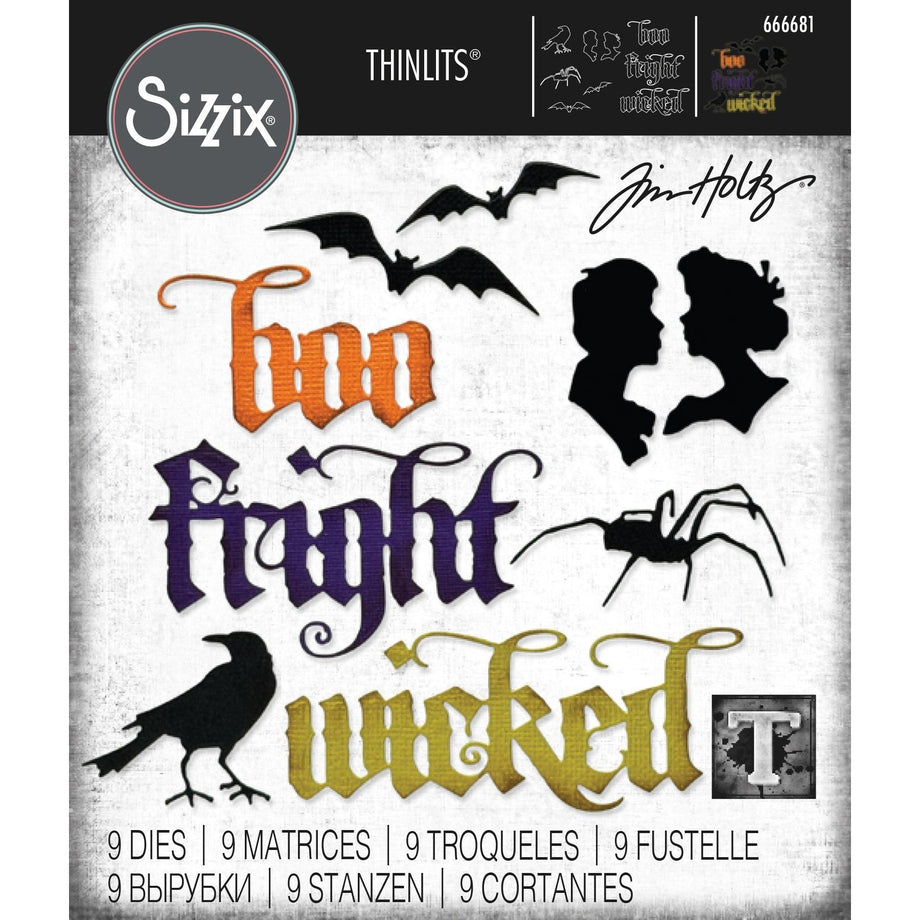 Sizzix THINLITS Die newest Shadow Script Halloween by Tim Holtz 660393