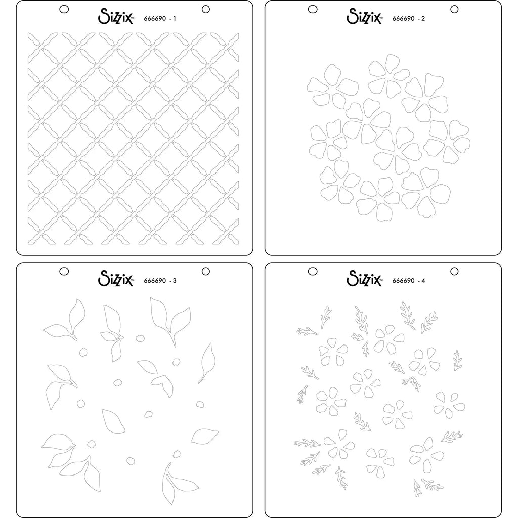 Sizzix Painterly Blooms Dies and Stencil Bundle stencils