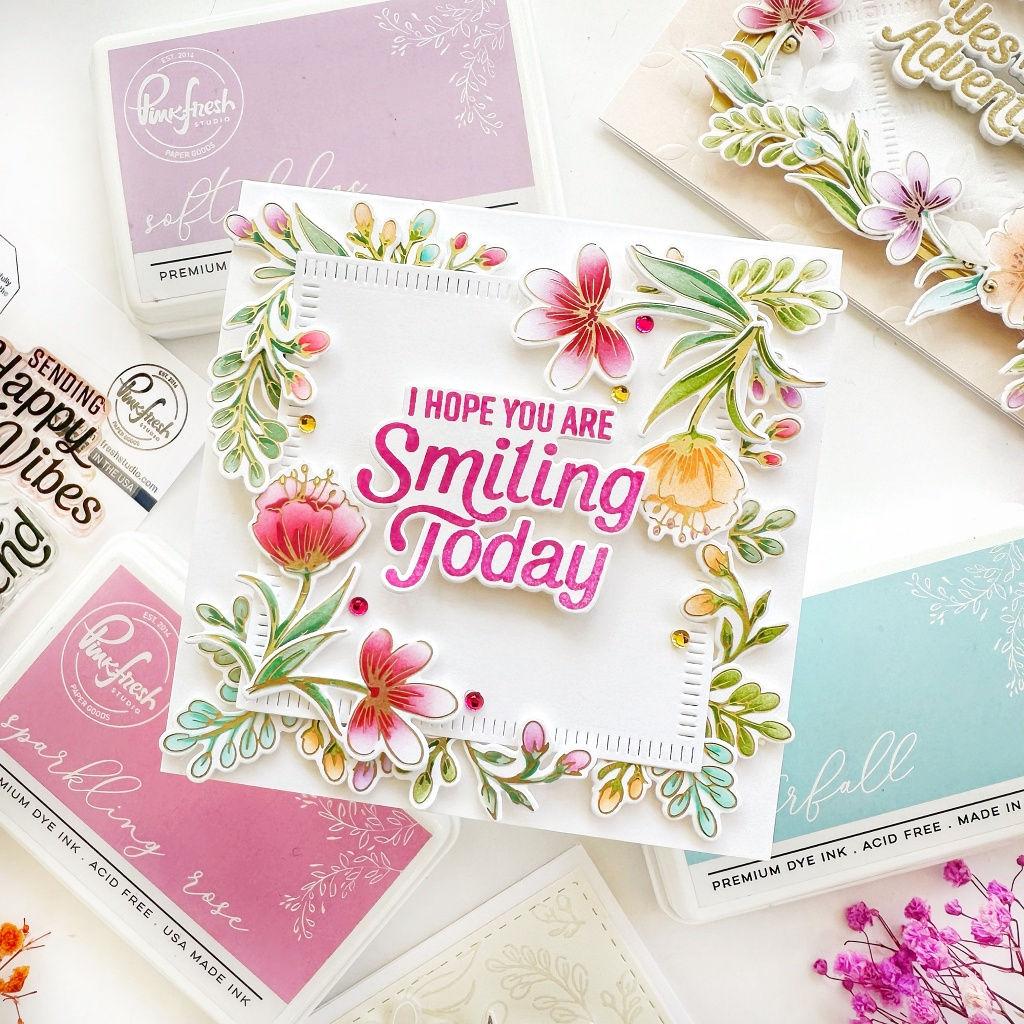 Pinkfresh Studio Happy Vibes Dies 240124 Floral Encouragement Card | color-code:ALT02