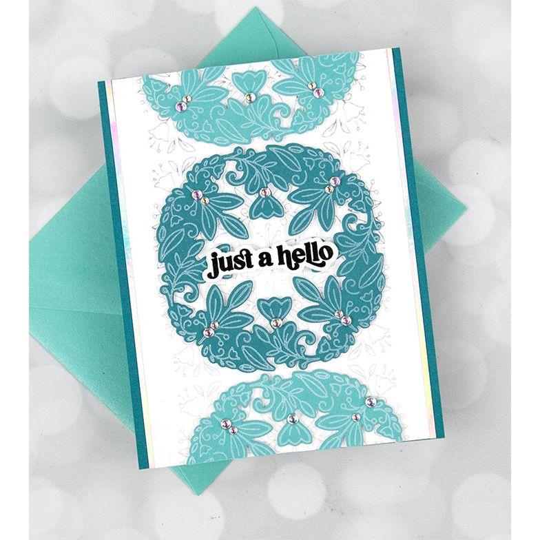 Pinkfresh Studio Floral Round Frame Press Plate 217523 Just A Hello Card | color-code:ALT04