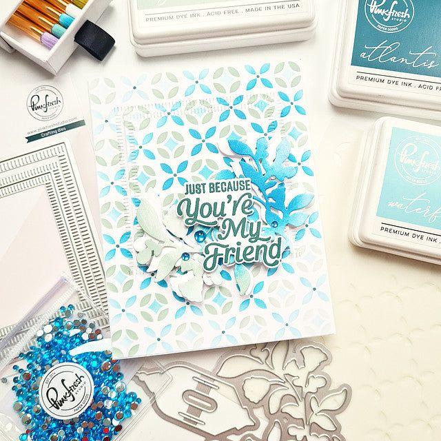 Pinkfresh Studio Geometric Tile Stencil Set 212823 You're My Friend Card | color-code:ALT01