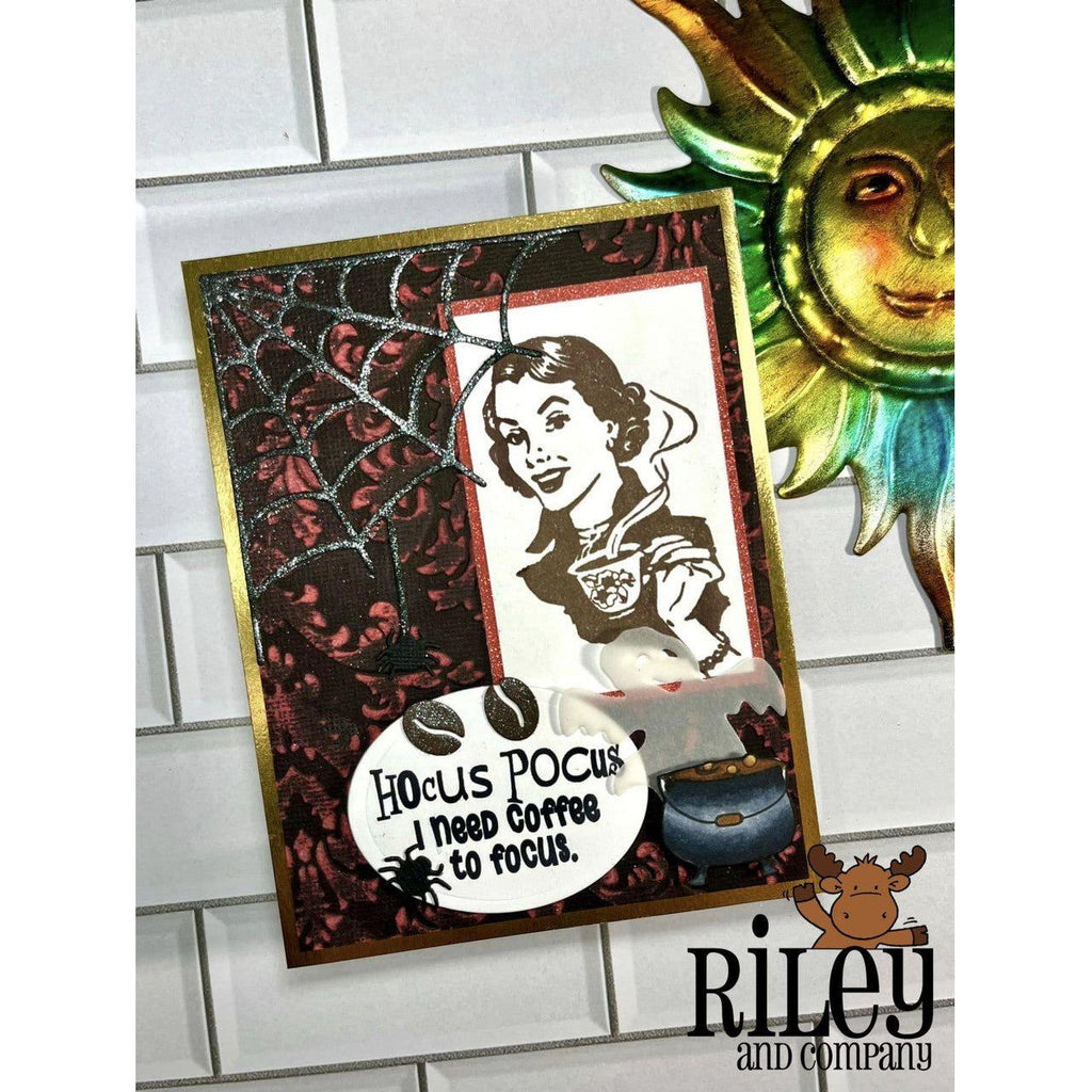 Riley And Company Funny Bones Hocus Pocus Cling Rubber Stamp rwd-1186 spider web