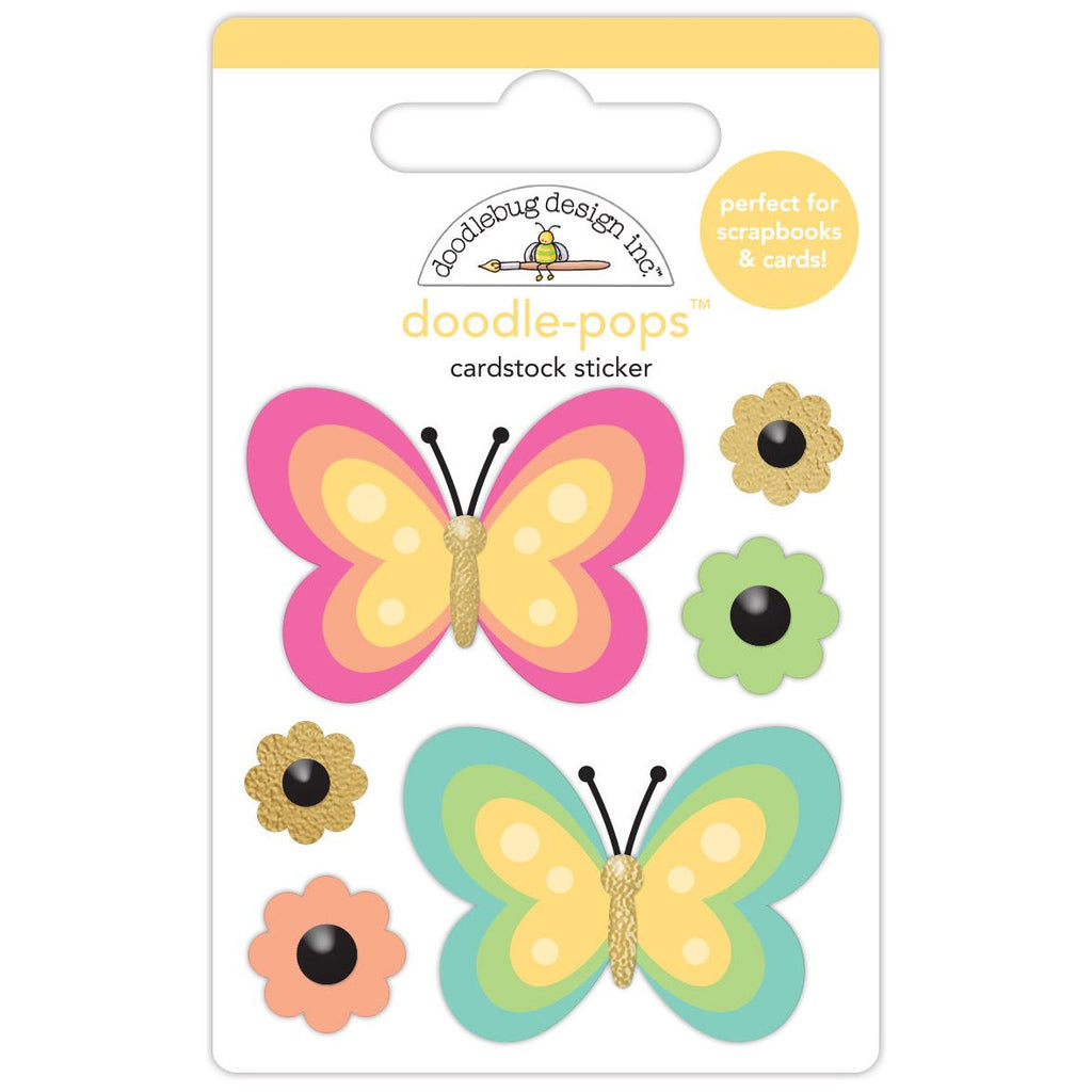 Doodlebug Fancy Flutters Doodle Pops 3D Stickers 8168